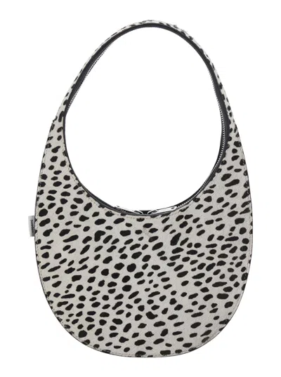 Coperni Swipe Black And White Handbag With Brushed Effect And All-over Polka Dots Motif In Fabric In Black