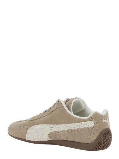 Puma Speedcat Elevated Beige Sneakers With Logo Print On The Side And Logo Lettering On The Side In Suede In Multi