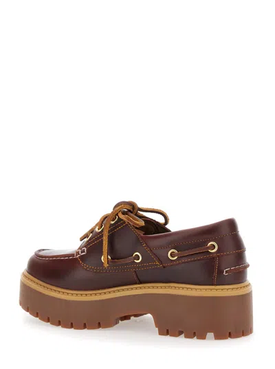Timberland Stone Street Leather Platform Loafers In Brown