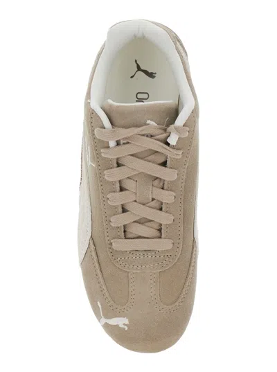 Puma Speedcat Elevated Beige Sneakers With Logo Print On The Side And Logo Lettering On The Side In Suede In Multi