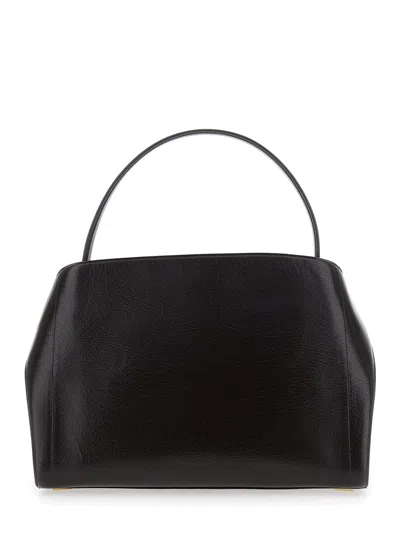 Ferragamo Hug Black Shoulder Bag With Logo Print On The Front In Leather Woman In Multi