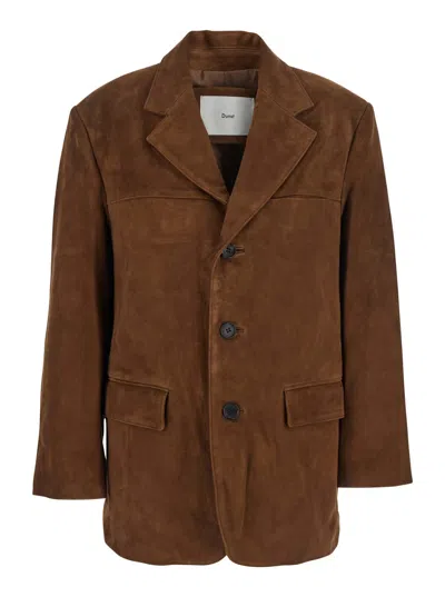 Dunst Unisex Suede Tailored Half Jacket In Brown