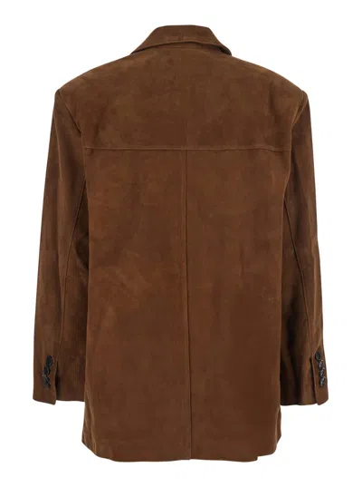 Dunst Unisex Suede Tailored Half Jacket In Brown