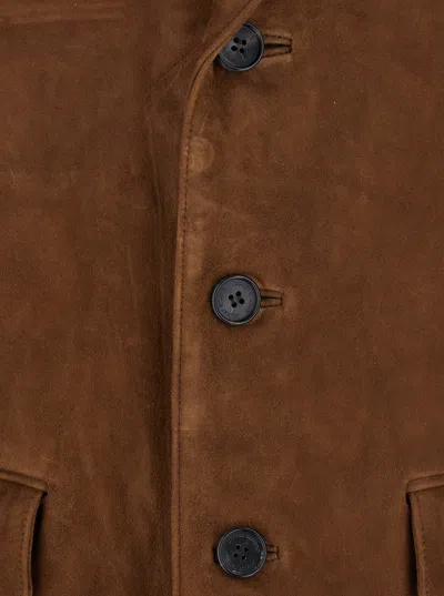 Dunst Unisex Suede Tailored Half Jacket In Brown