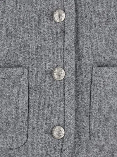Dunst Grey Crewneck Jacket With Buttons On The Front In Gray