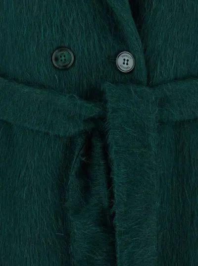 Twinset Belted Double-breasted Coat In Green