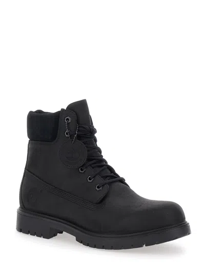 Timberland Brlack Water-proof Boots With Logo Plate In Black