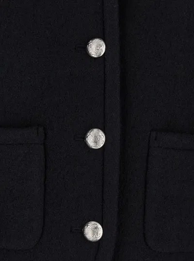 Dunst Black Jacket With Button Closure And Front Pockets In Tweed Woman In Black
