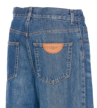 Chloé High Waist Wide-leg Cropped Jeans With Raw Hem In Night Blue