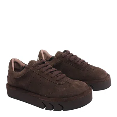 Paloma Barceló Low-top Sneakers In Brown Suede With Embossed Logo In Brown