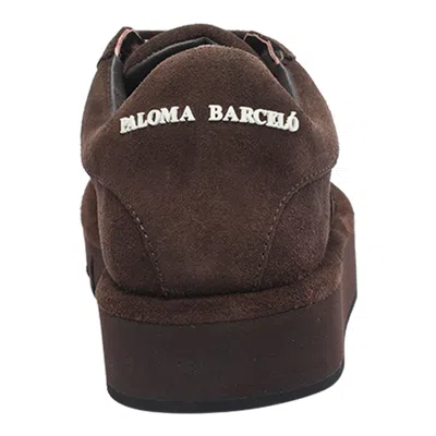 Paloma Barceló Low-top Sneakers In Brown Suede With Embossed Logo In Brown
