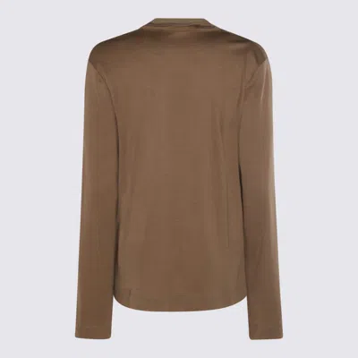 Fabiana Filippi Long Sleeve Cowl Neck Top Design In Brown