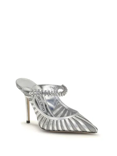 Jimmy Choo Striped Mesh Stiletto Pumps Strap In Silver
