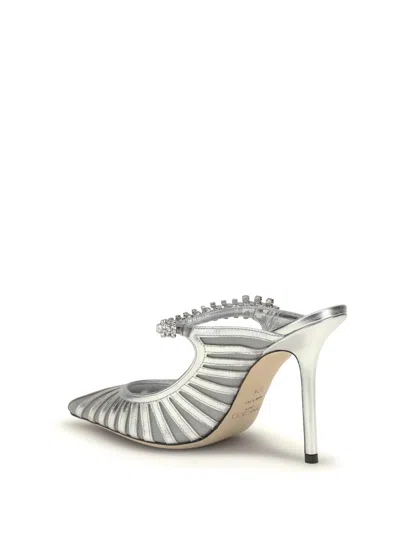 Jimmy Choo Striped Mesh Stiletto Pumps Strap In Silver