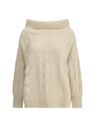 Ermanno Scervino Oversized Perforated Sweater In Neutral