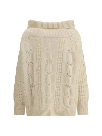 Ermanno Scervino Oversized Perforated Sweater In Neutral