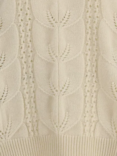 Ermanno Scervino Oversized Perforated Sweater In Neutral