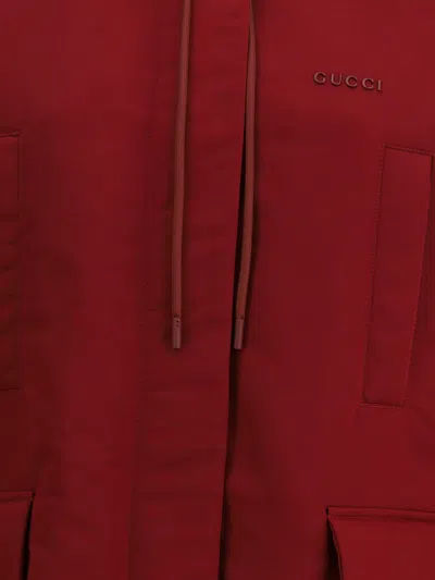 Gucci Women Red Polyester Faille Jacket In White