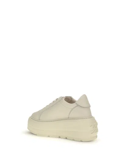 Casadei Low Top Sneakers With Embellished Platform Sole In Neutral