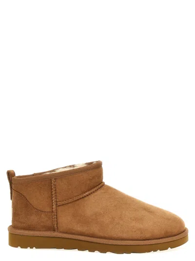Ugg Antiqued Suede Classic Ultra Mini Ankle Boots In Brown