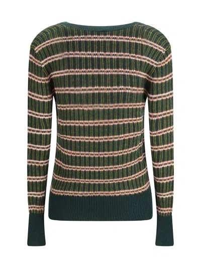 Etro Striped Wool Sweater In Green