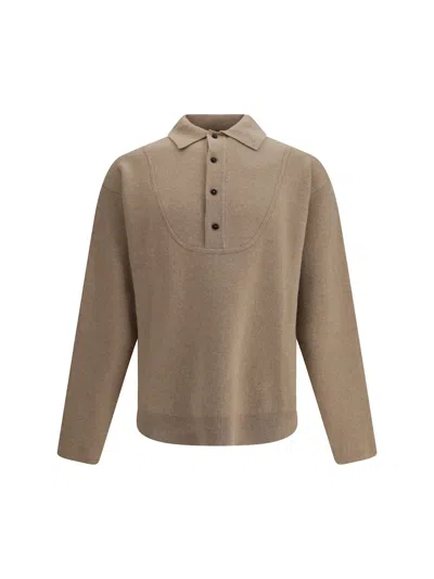 Jacquemus Men Nude Sweater In Merino Wool In Brown