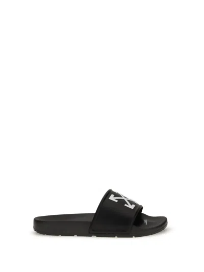 Off-white Arrow Open Toe Slip-on Slides In Black