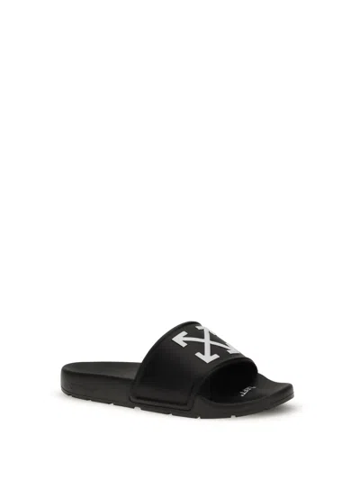 Off-white Arrow Open Toe Slip-on Slides In Black