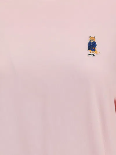 Maison Kitsuné Light Pink T-shirt With Logo Patch In Multi