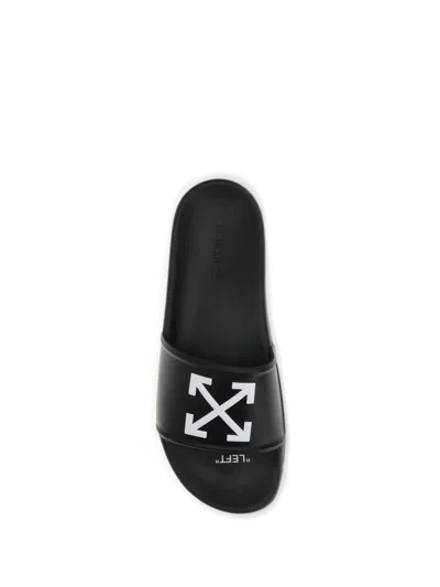 Off-white Arrow Open Toe Slip-on Slides In Black