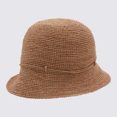Helen Kaminski Stylish Hat With Decorative Band And Woven Texture In Brown