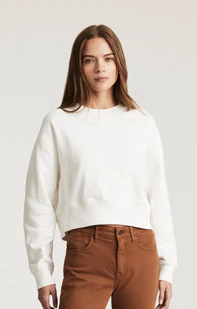 Mavi Cropped Crew Neck Sweatshirt In Antique White In White