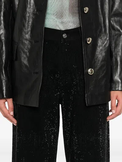 Maje Embellished Jeans In Black