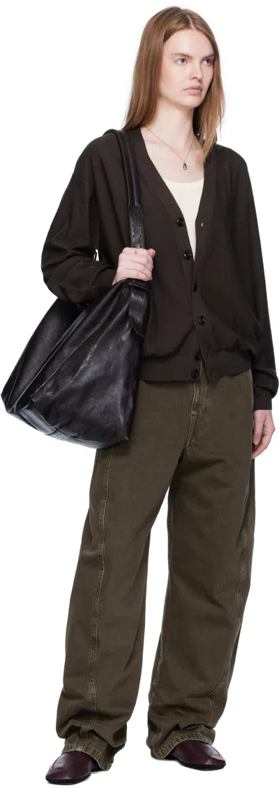 Lemaire Buttoned Cardigan Long Sleeves In Brown