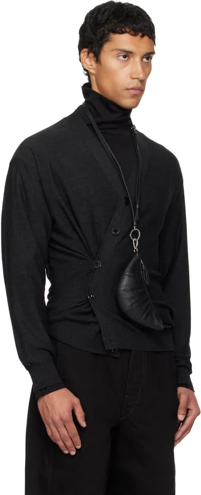 Lemaire Gray Relaxed Twisted Cardigan In Black