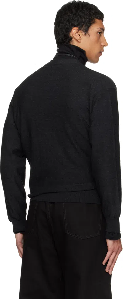 Lemaire Gray Relaxed Twisted Cardigan In Black