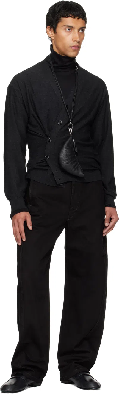 Lemaire Gray Relaxed Twisted Cardigan In Black