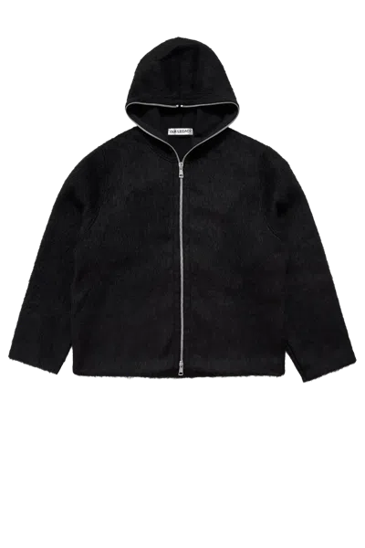 Our Legacy Black Full Zip Hoodie In Black Hairy Wool