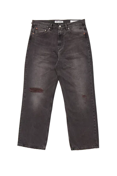 Our Legacy Distressed Wide-leg Jeans With Faded Black Wash In Gray