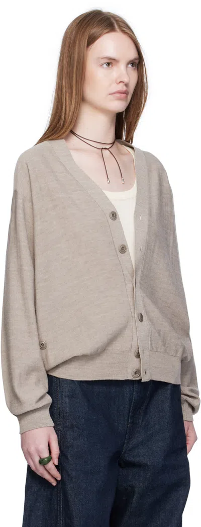 Lemaire Light Taupe Wool Relaxed Twisted Cardigan In Gray