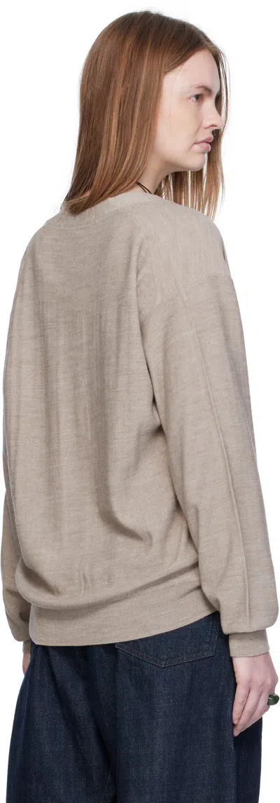 Lemaire Light Taupe Wool Relaxed Twisted Cardigan In Gray