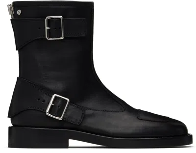 Ann Demeulemeester Black Eero Ankle Biker Boots In Black