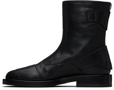 Ann Demeulemeester Black Eero Ankle Biker Boots In Black