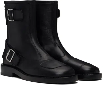 Ann Demeulemeester Black Eero Ankle Biker Boots In Black