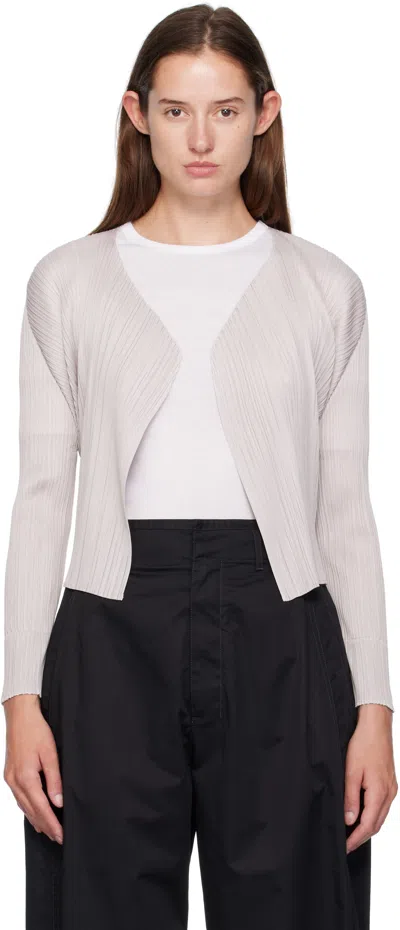 Issey Miyake Beige June New Colorful Basics 4 Cardigan In Gray