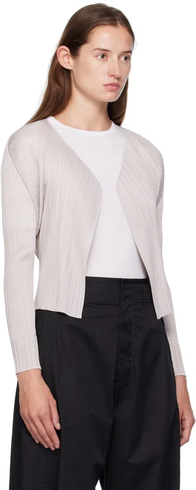 Issey Miyake Beige June New Colorful Basics 4 Cardigan In Gray