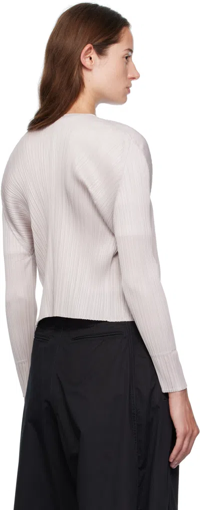 Issey Miyake Beige June New Colorful Basics 4 Cardigan In Gray