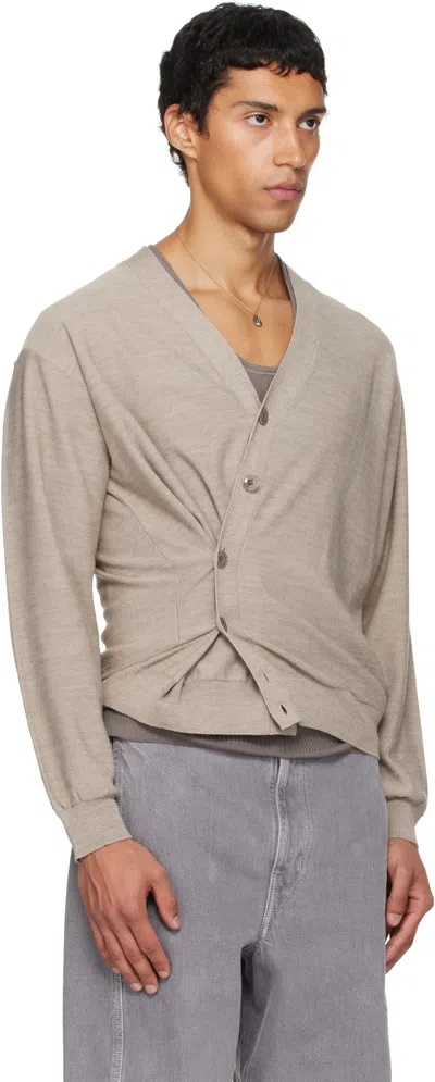 Lemaire Beige Relaxed Twisted Cardigan In Gray