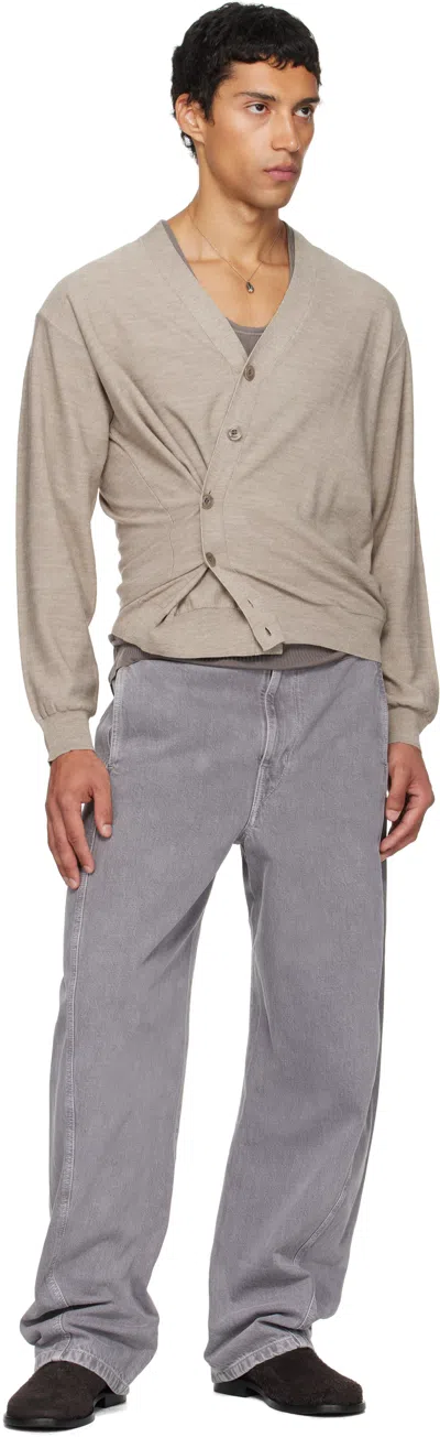 Lemaire Beige Relaxed Twisted Cardigan In Gray
