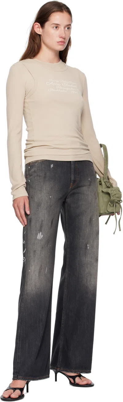 Acne Studios Distressed High-rise Wide-leg Organic Jeans In Black